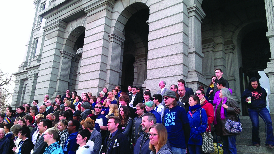 Hundreds of enthusiastic LGBT advocates from all four corners of Colorado converged in Denver Feburary 4, 2013 for One Colorado’s 2013 Lobby Day, urging their lawmakers to support bills that they and One Colorado support. — As reported by Mike Yost