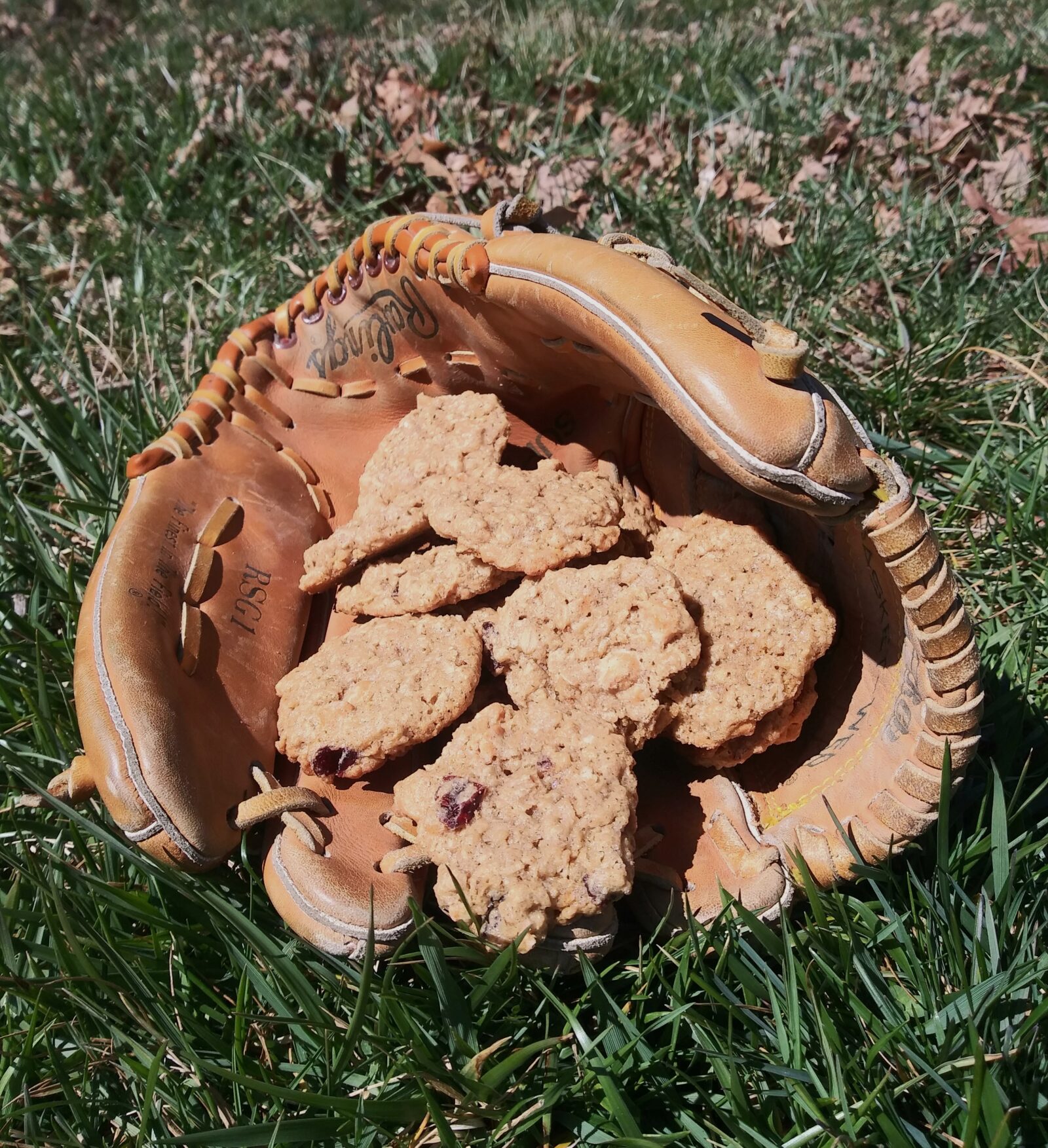 Softball glove with cookies