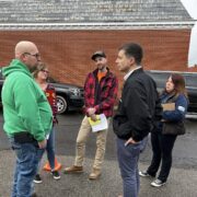 Pete Buttigieg talking to residents in East Palestine, OH