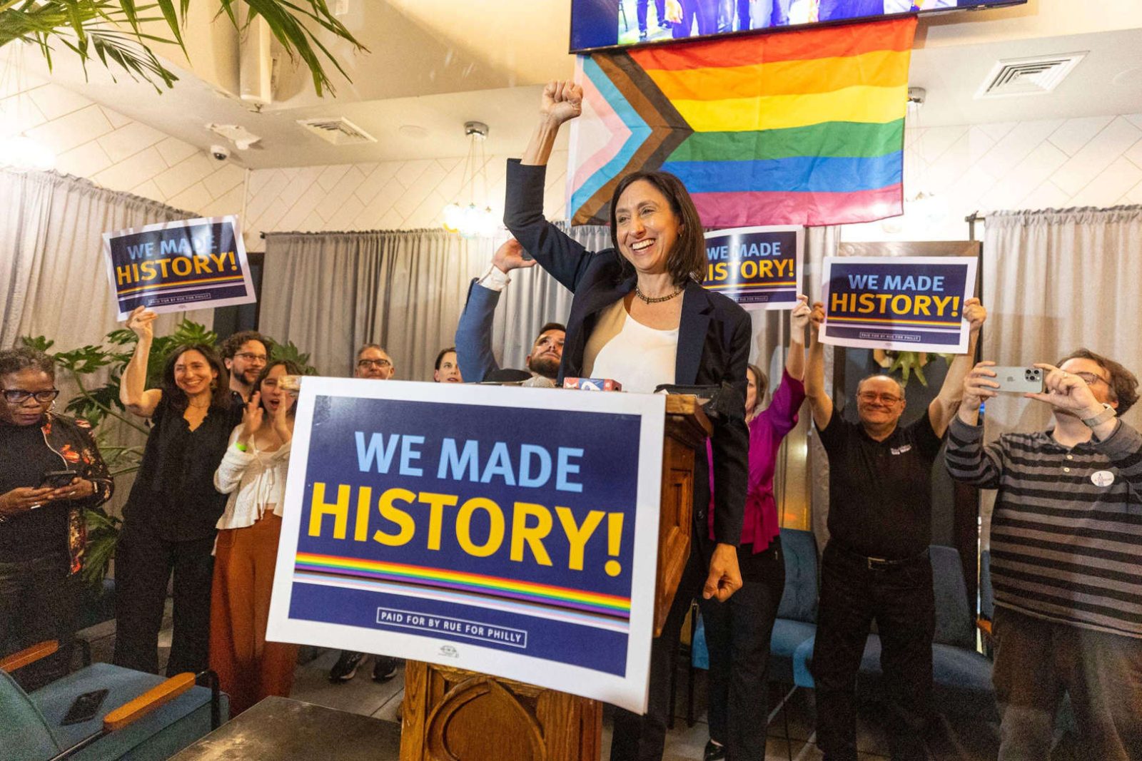 Rue Landau celebrates her victory