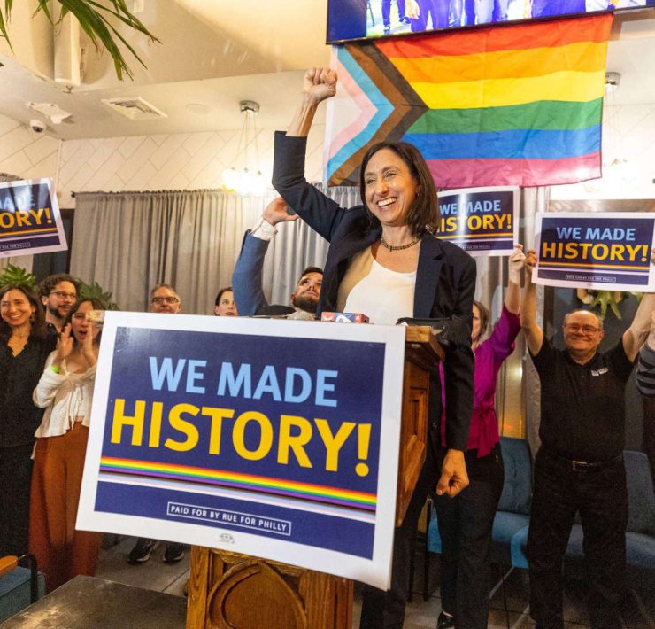 Rue Landau celebrates her victory