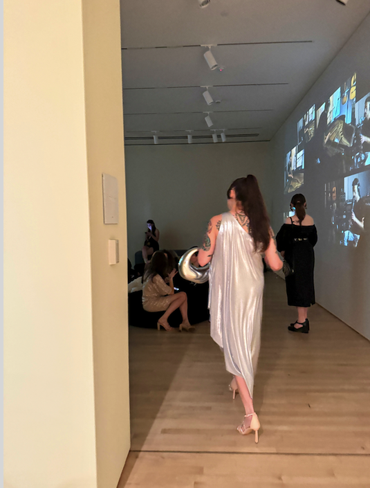 the author entering the lounge space