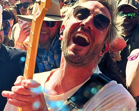 close up of all time low's lead guitarist