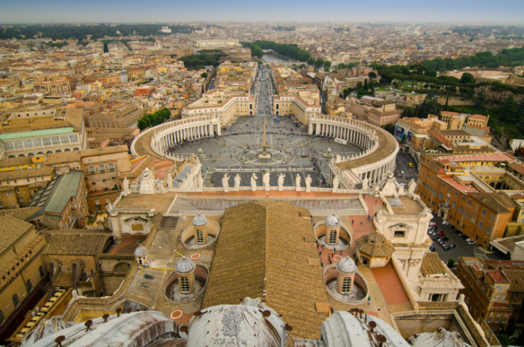 Flyover view of the Vatican