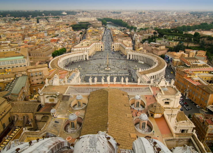 Flyover view of the Vatican