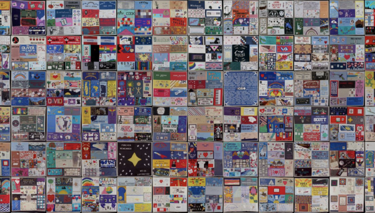 A photo of the AIDS memorial quilt