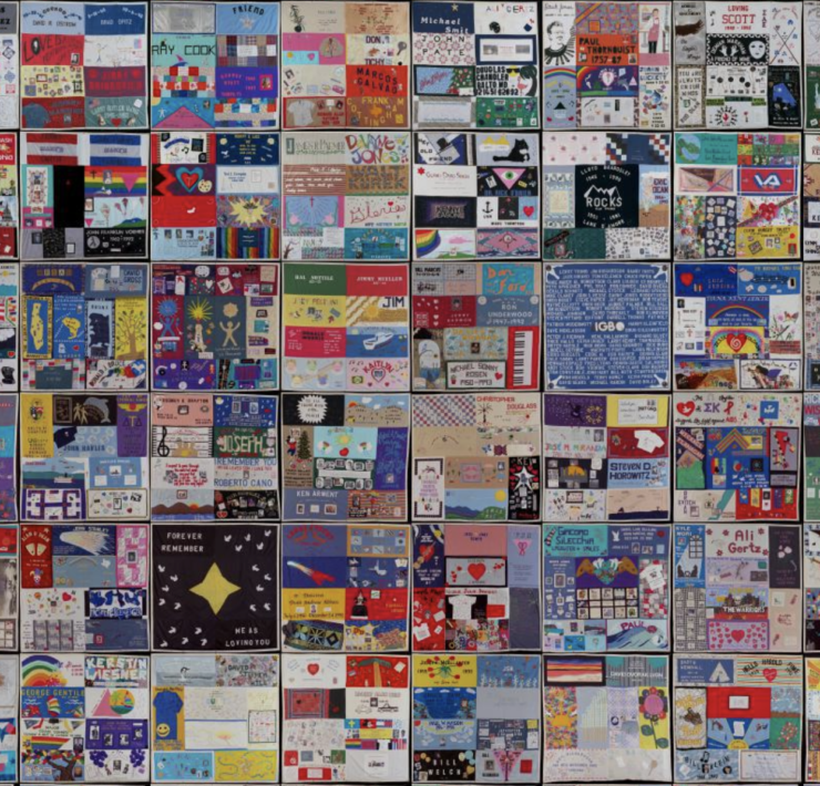 A photo of the AIDS memorial quilt