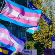 Trans flags wave in front of Montana's Supreme Court.