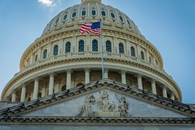 The U.S. Capitol building, where Rep. Nancy Mace attempted to enact a transphobic bathroom ban.
