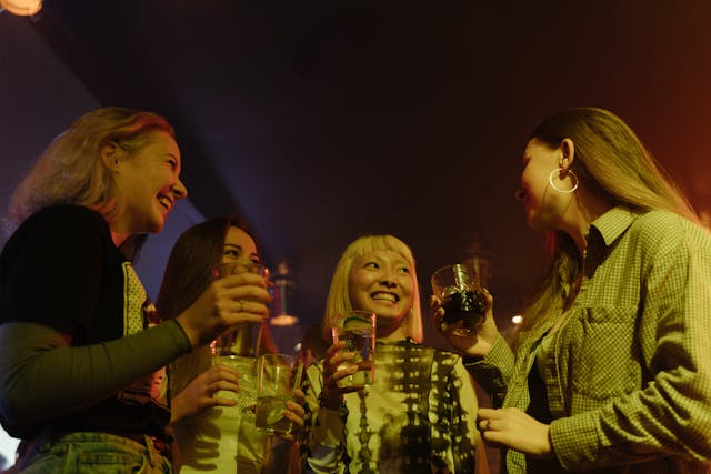 Girls drinking in a club